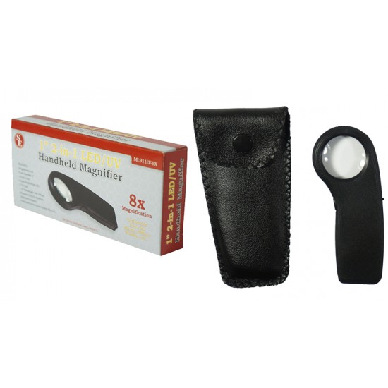 Loupe with 8X magnification and UV illumination