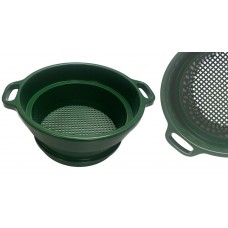 13-1/4" Diameter, 1/4" Mesh, 6" Deep Green Plastic Screen Stackable Sifting Pan with Handle 13-1/4" Diameter, 1/4" Mesh, 6" Deep Green Plastic Screen Stackable Sifting Pan with Handle